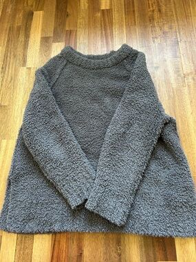 American Eagle Outfitters Plush Gray Sherpa Crew Neck Sweater